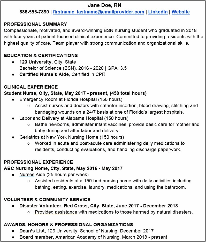 Resume Job Description For School Nurse