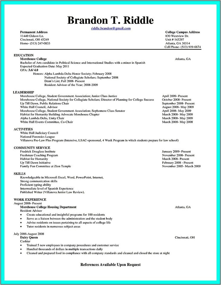 Resume Job From Year To Current