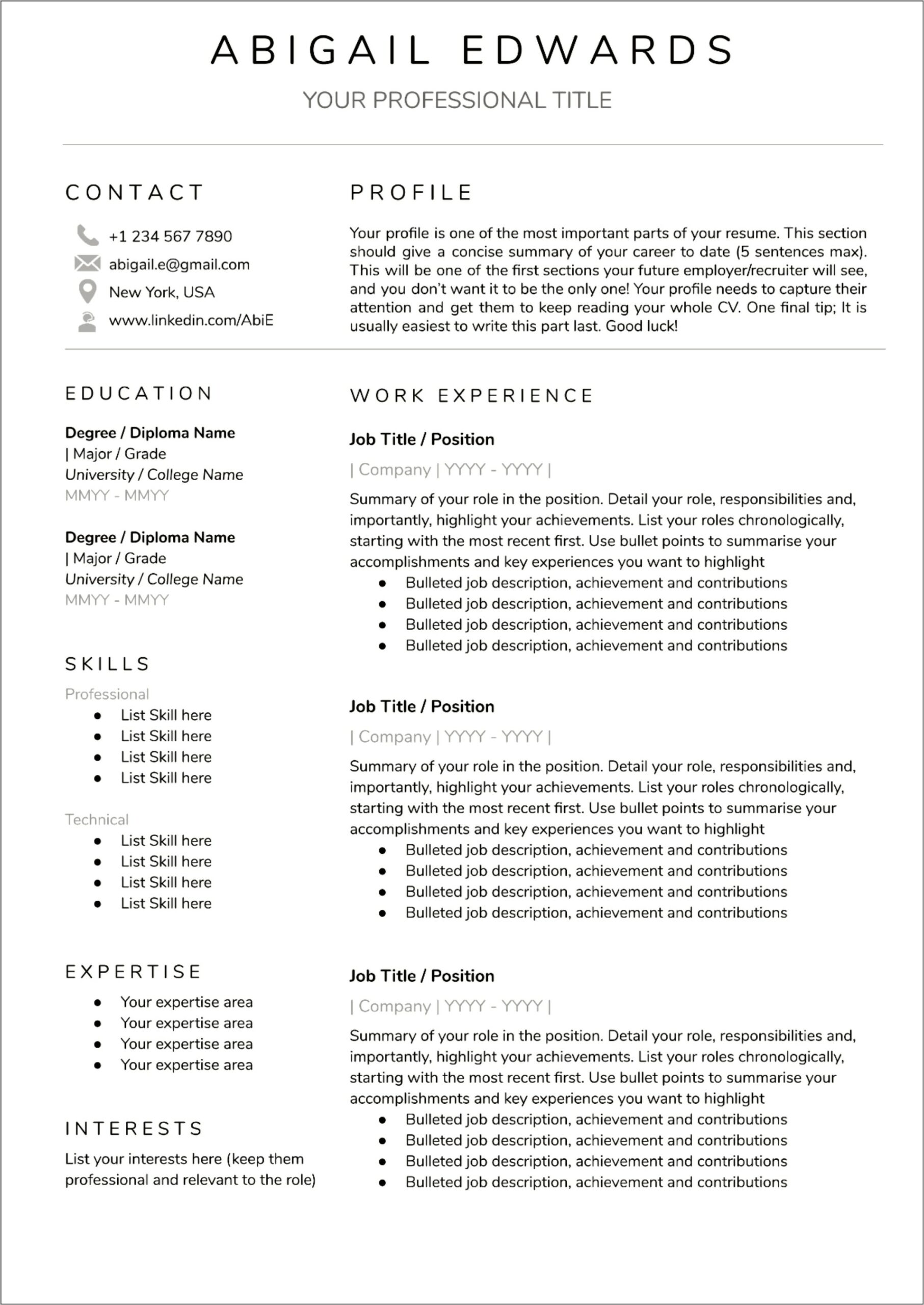 Resume Job Title Or Company First