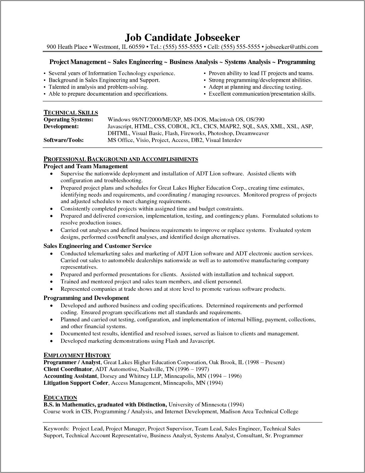 Resume Keywords For It Project Manager