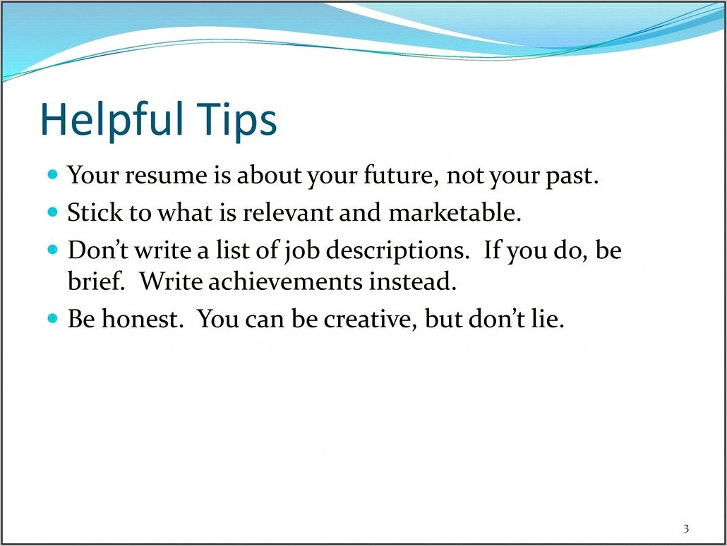 Resume List A Job That In The Future