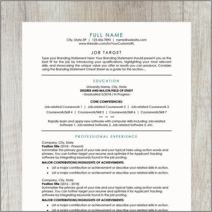 course work in resume