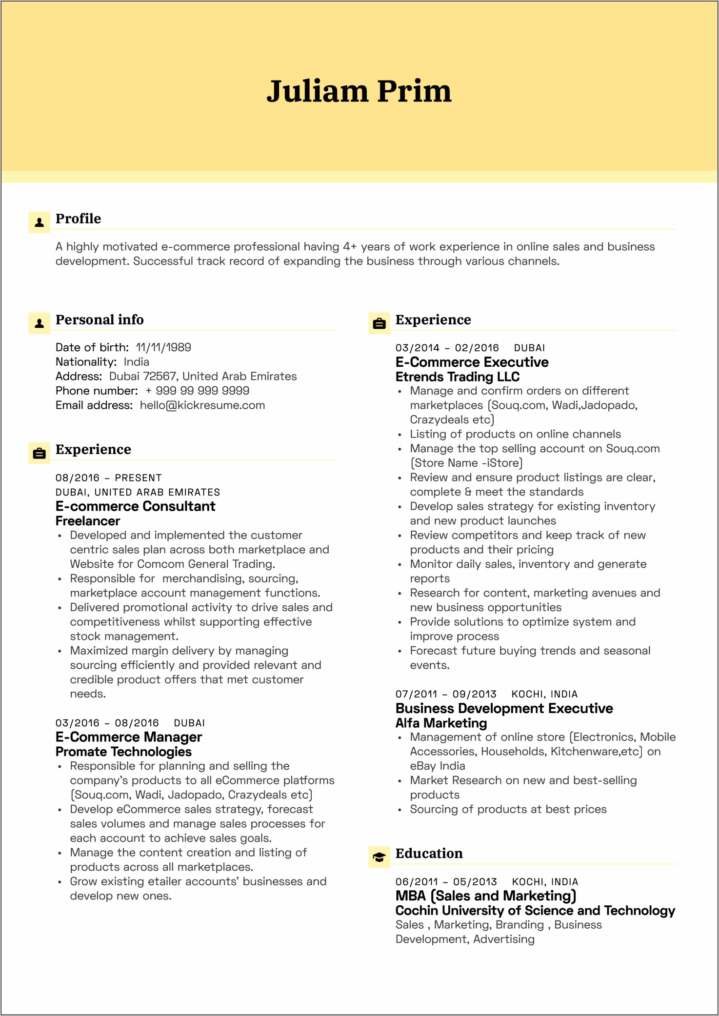 Resume Listing Job Experience Online Work