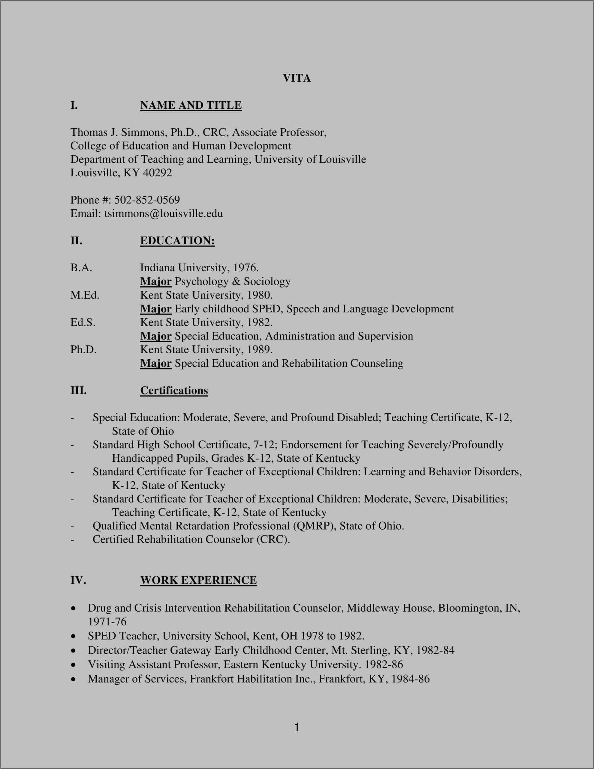 Resume Making For Applying At Special Education School