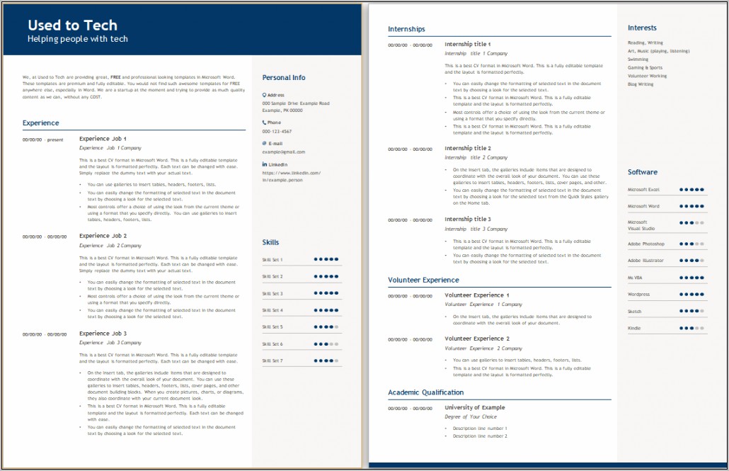 Resume Ms Word Template Free Download