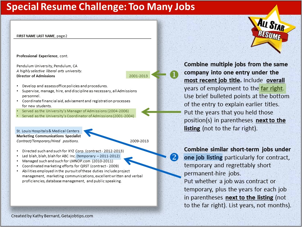 Resume Multiple Jobs In Same Company