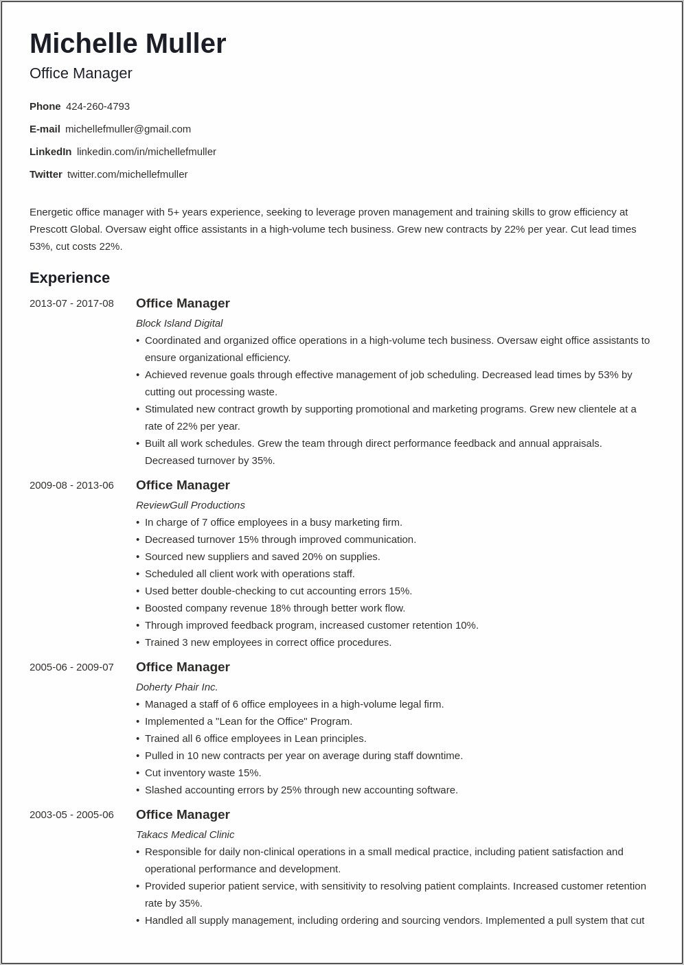 Resume Multiple Jobs Within Same Company