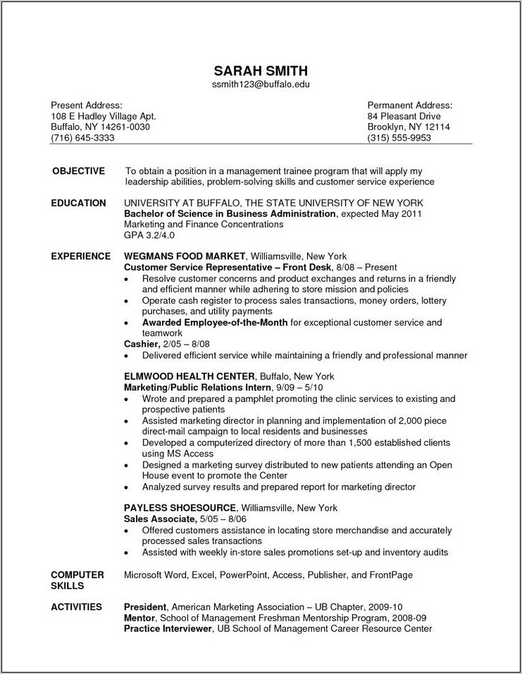 Resume Objective Example For Retail Store