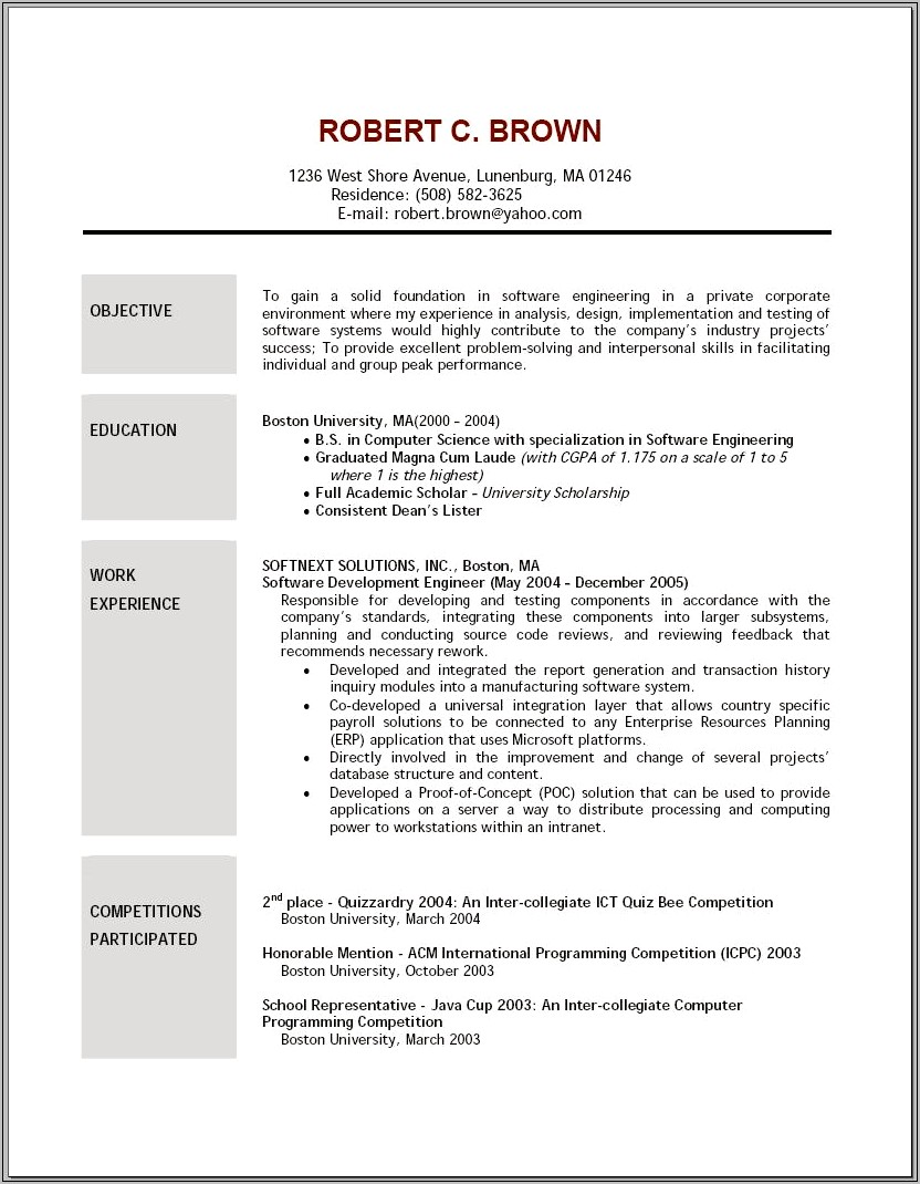 Resume Objective Examples Entry Level Engineering