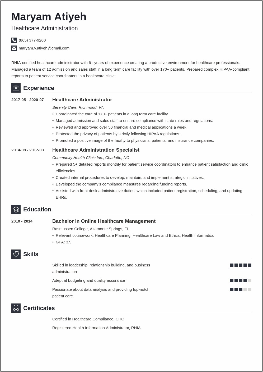 Resume Objective Examples For Ambulatory Surgery Centers