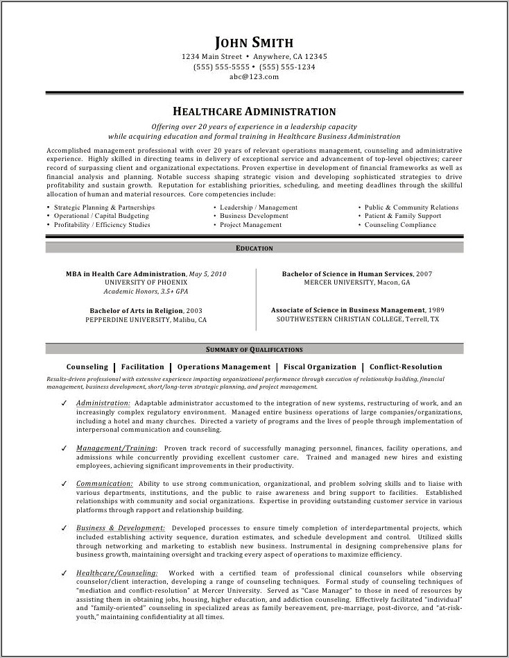 Resume Objective Examples For Healthcare Professional