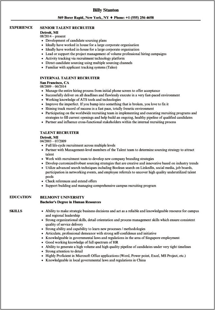 Resume Objective Examples For In House Job