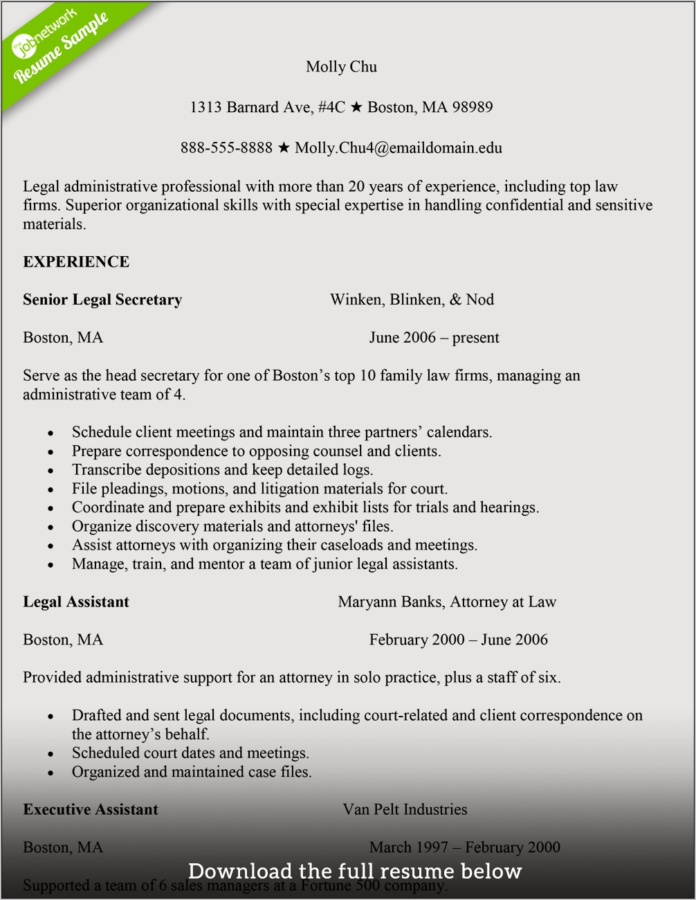 Resume Objective Examples For Legal Assistant
