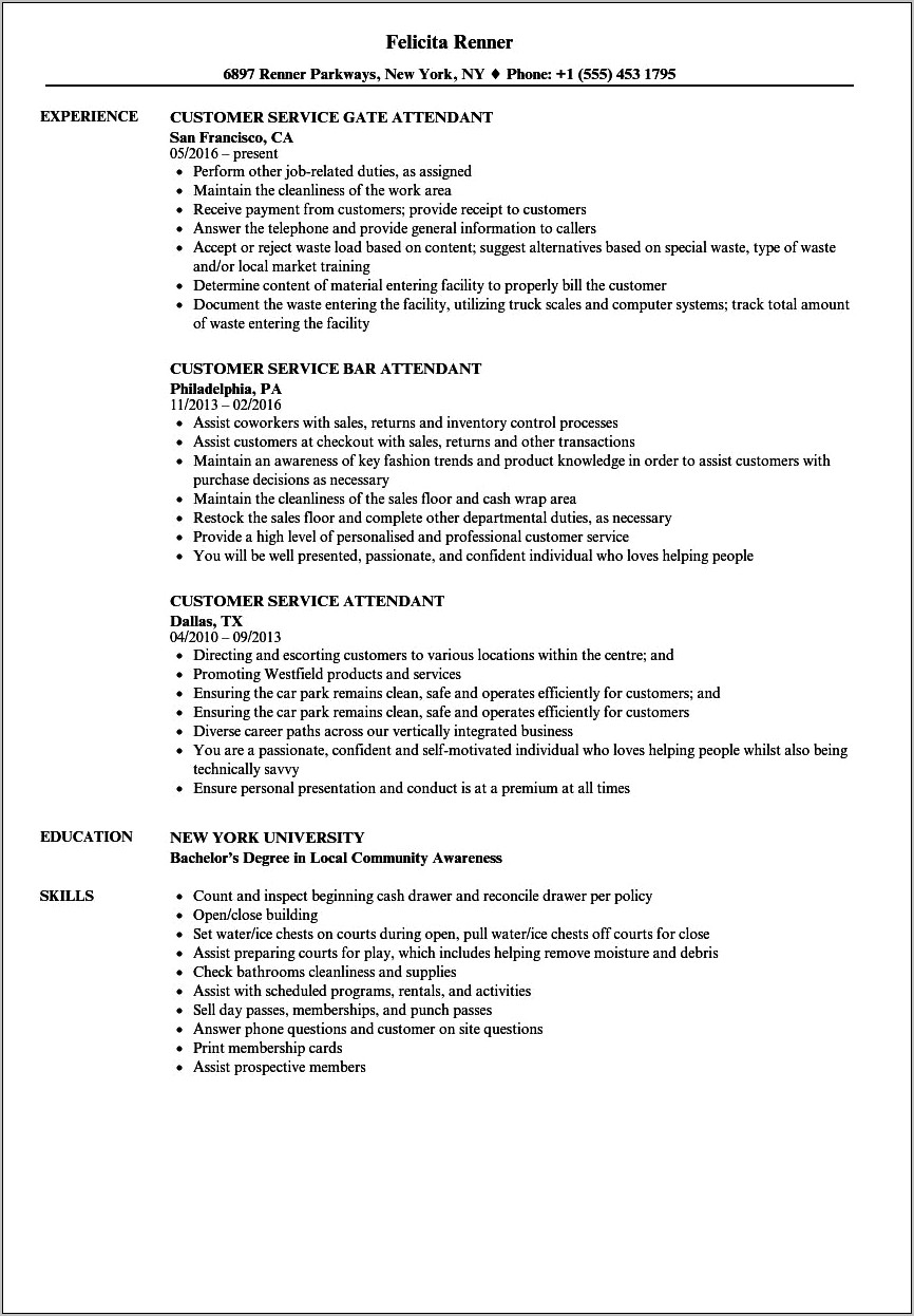 Resume Objective Examples For Valet