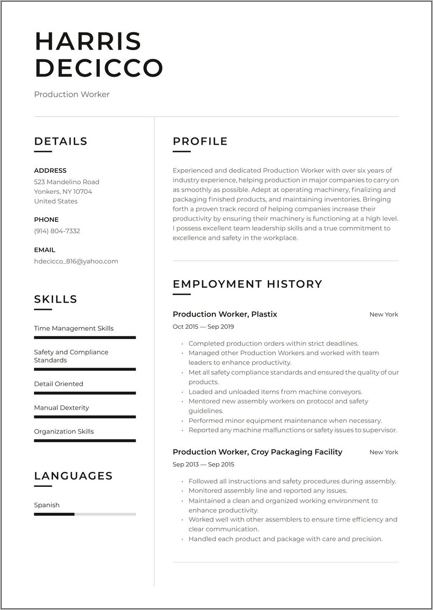 Resume Objective Examples For Warehouse Job