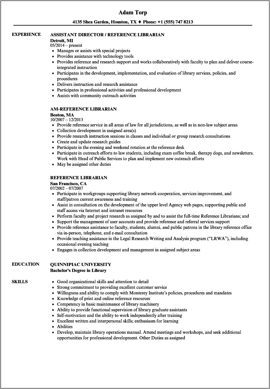 Resume Objective Examples Library Assistant Jobs