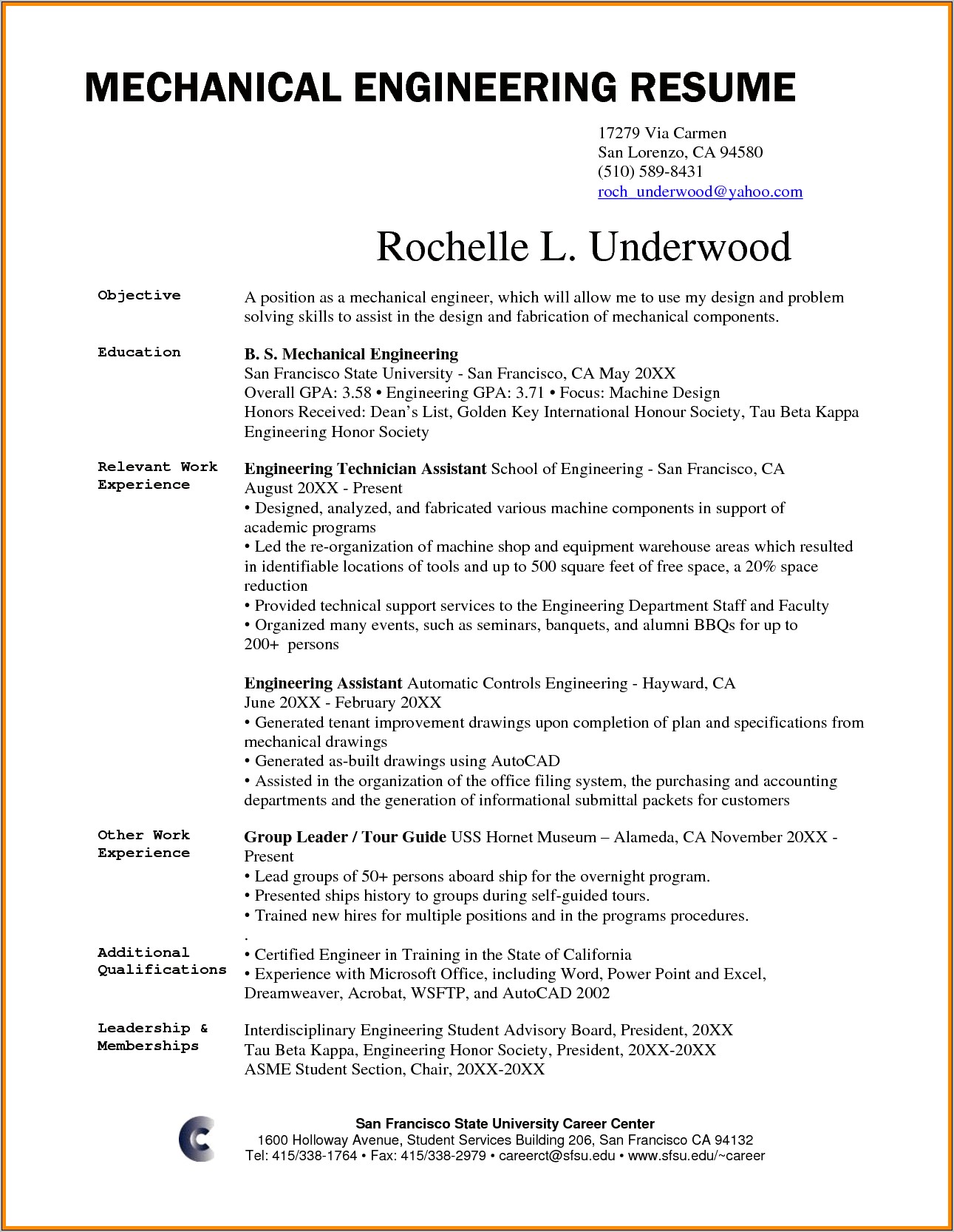 Resume Objective Examples Mechanical Engineering