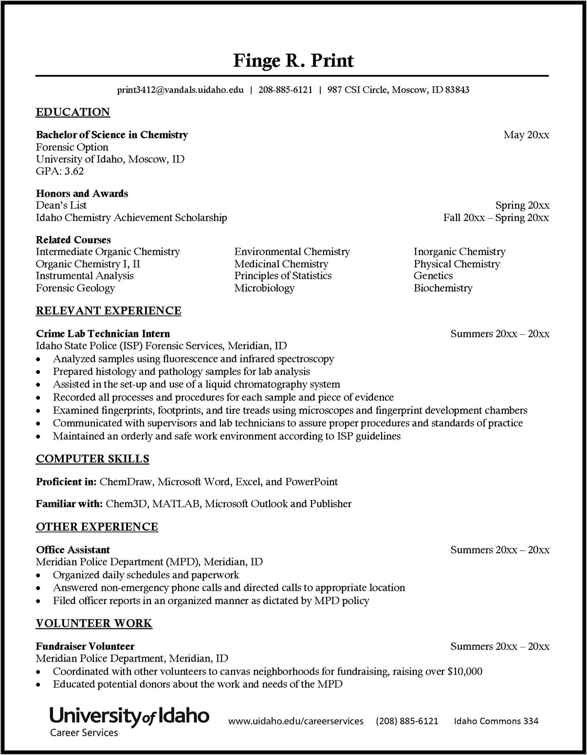 Resume Objective For A Forensic Scientist