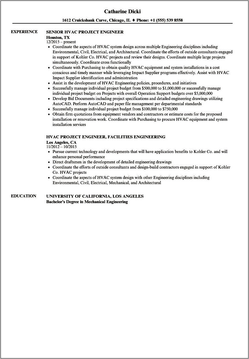 Resume Objective For An Electrical Mechanical Engineeer