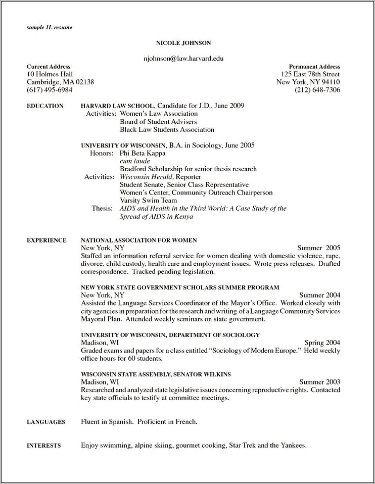 Resume Objective For Current College Student