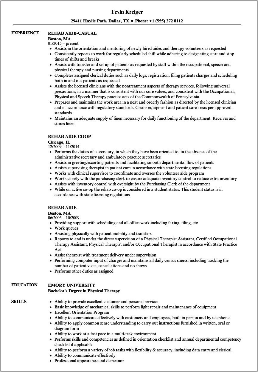 Resume Objective For Director Of Rehabilitation