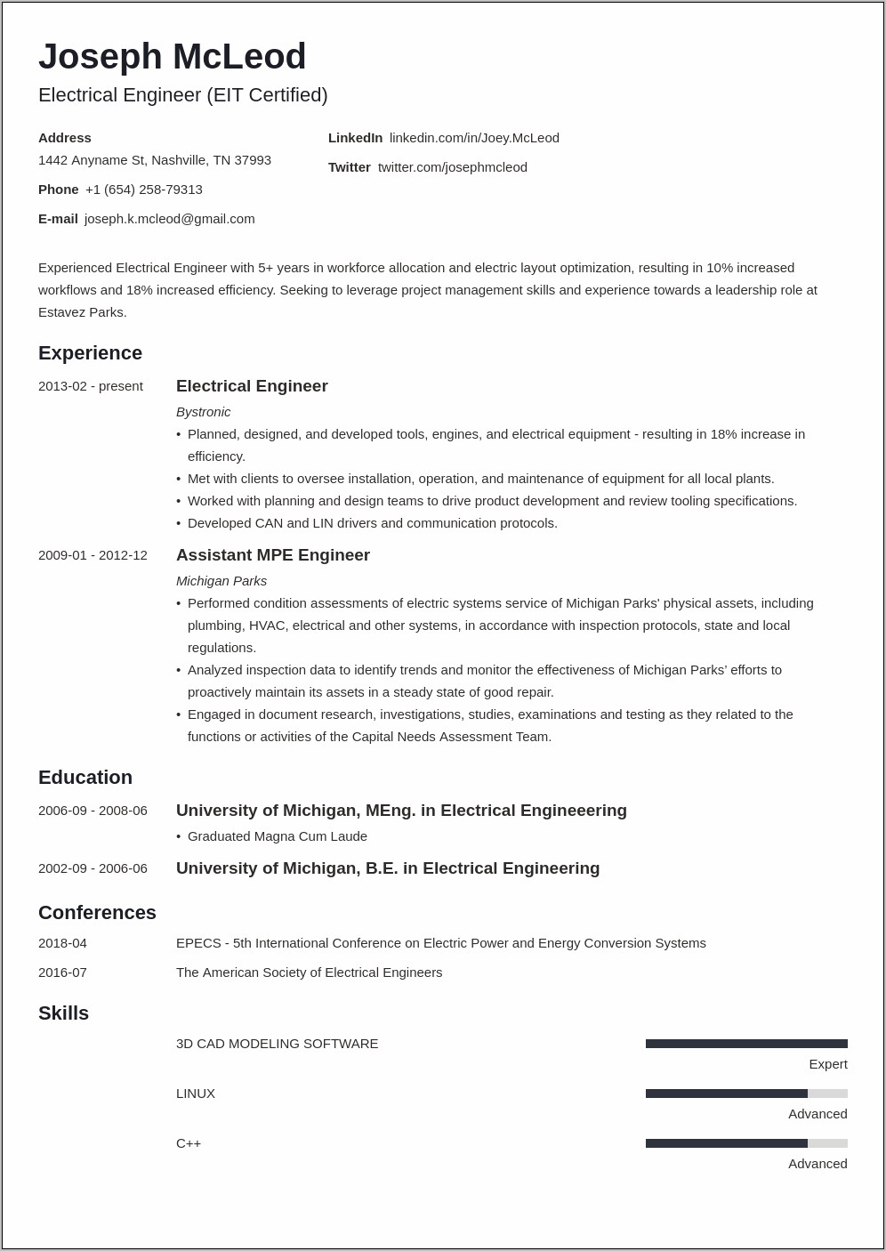 Resume Objective For Electrical Project Engineer