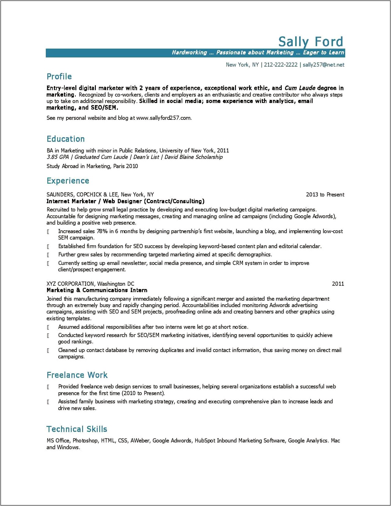 Resume Objective For Entry Level Journalism