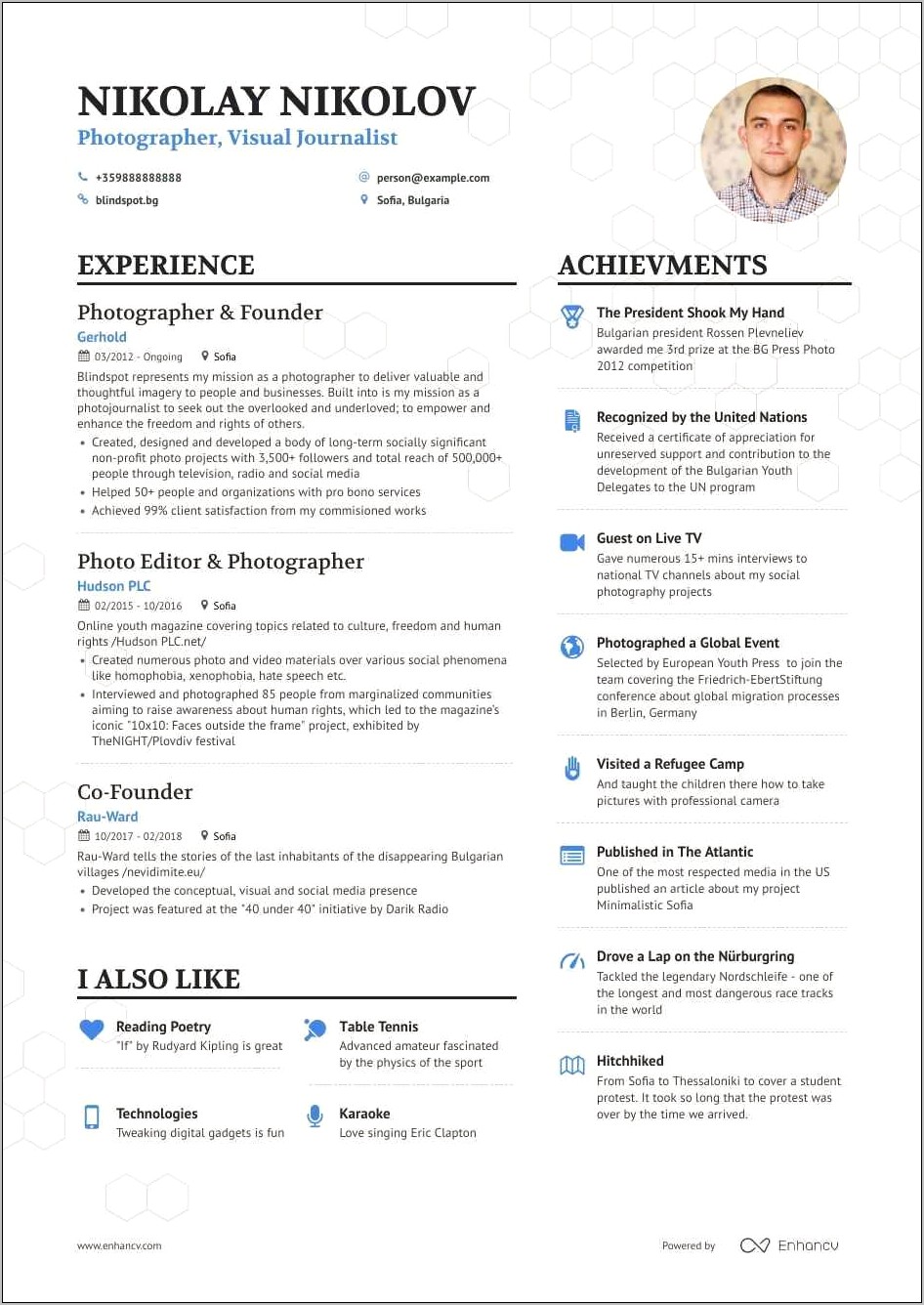 Resume Objective For Entry Level Photographer