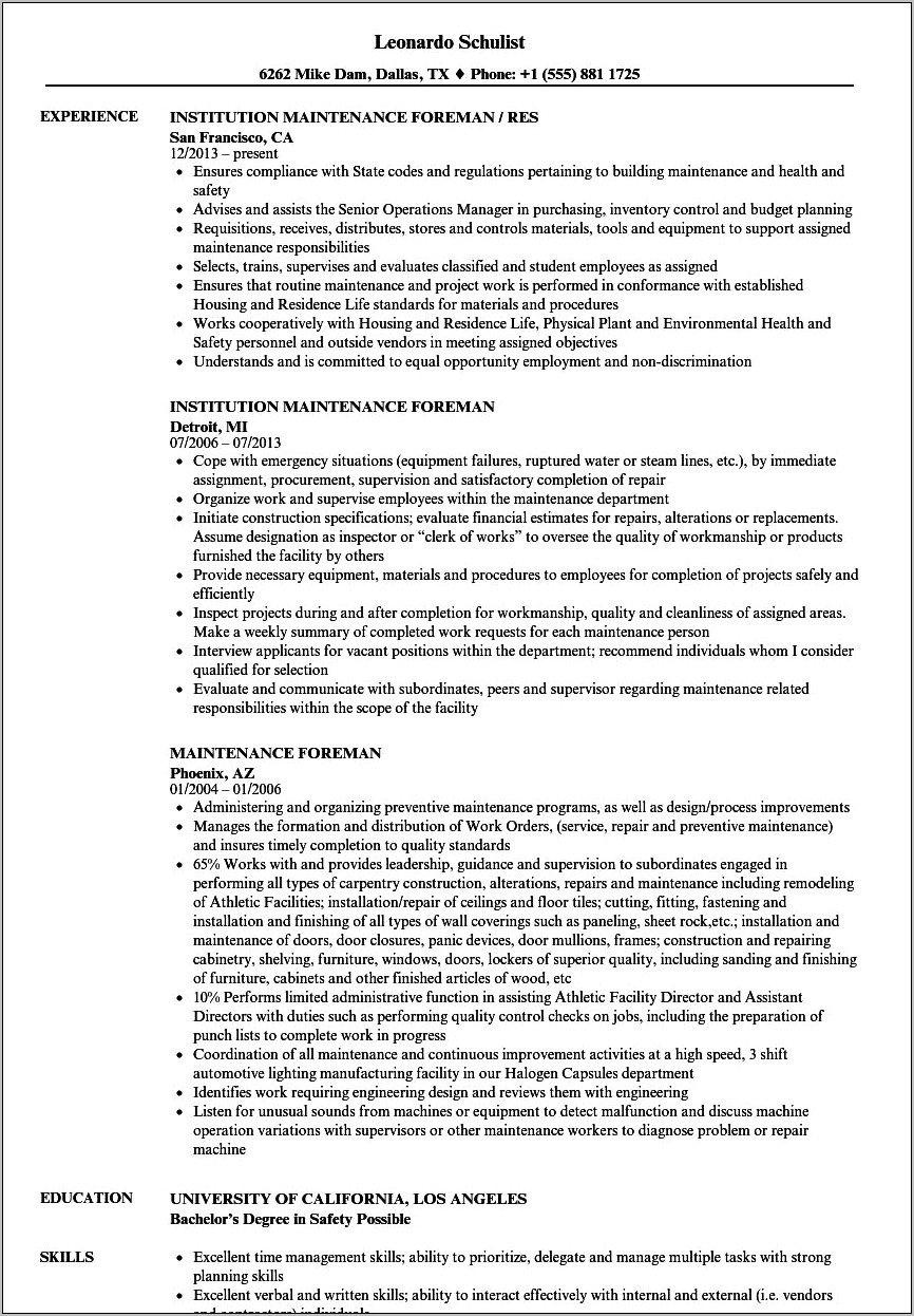 Resume Objective For Highway Maintenance Worker