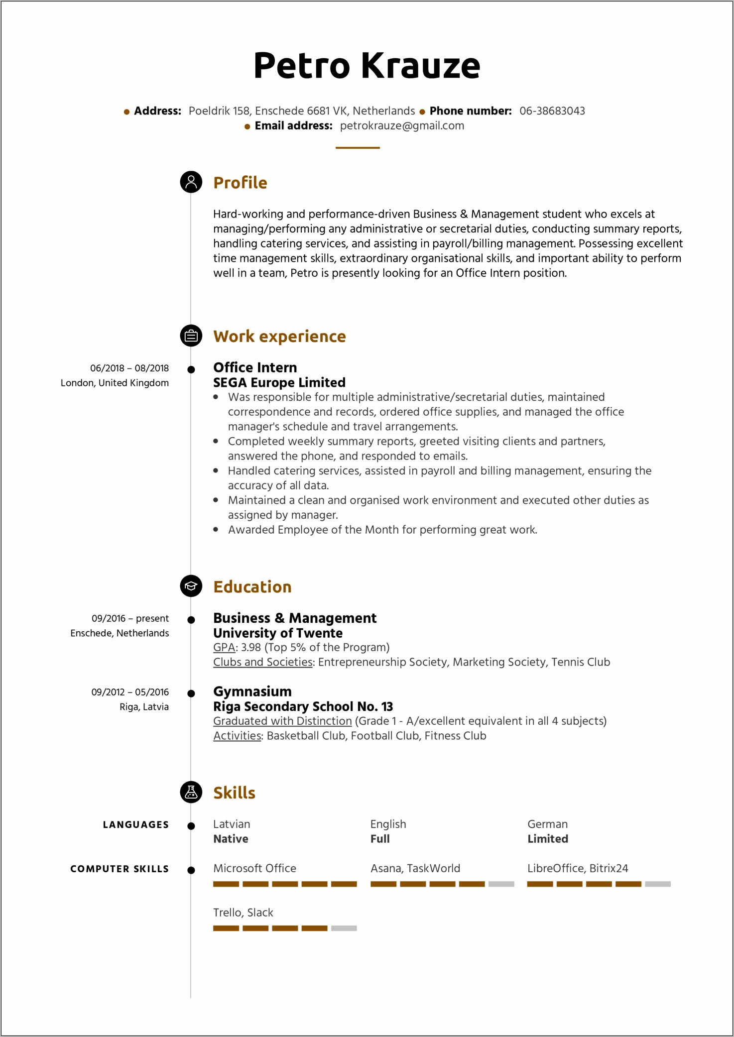 Resume Objective For Internship Application Samples
