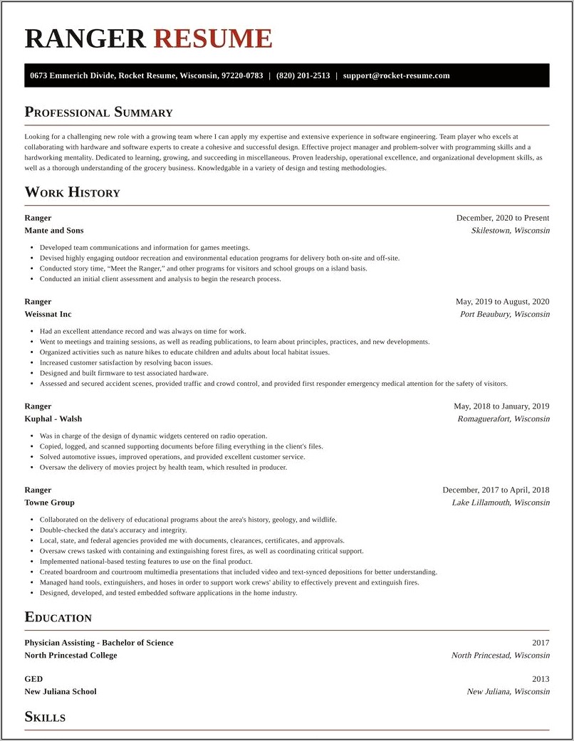Resume Objective For Interpretive Park Ranger