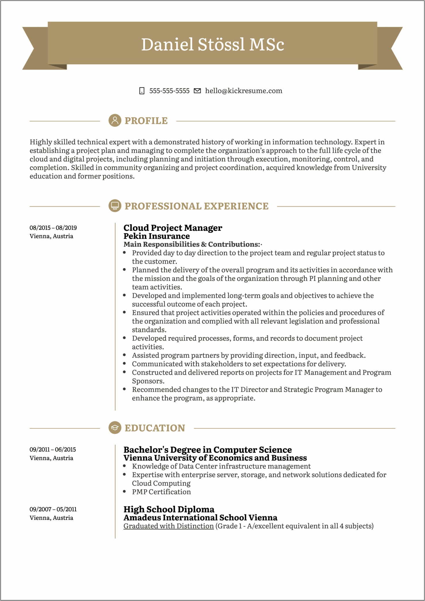 Resume Objective For It Project Manager