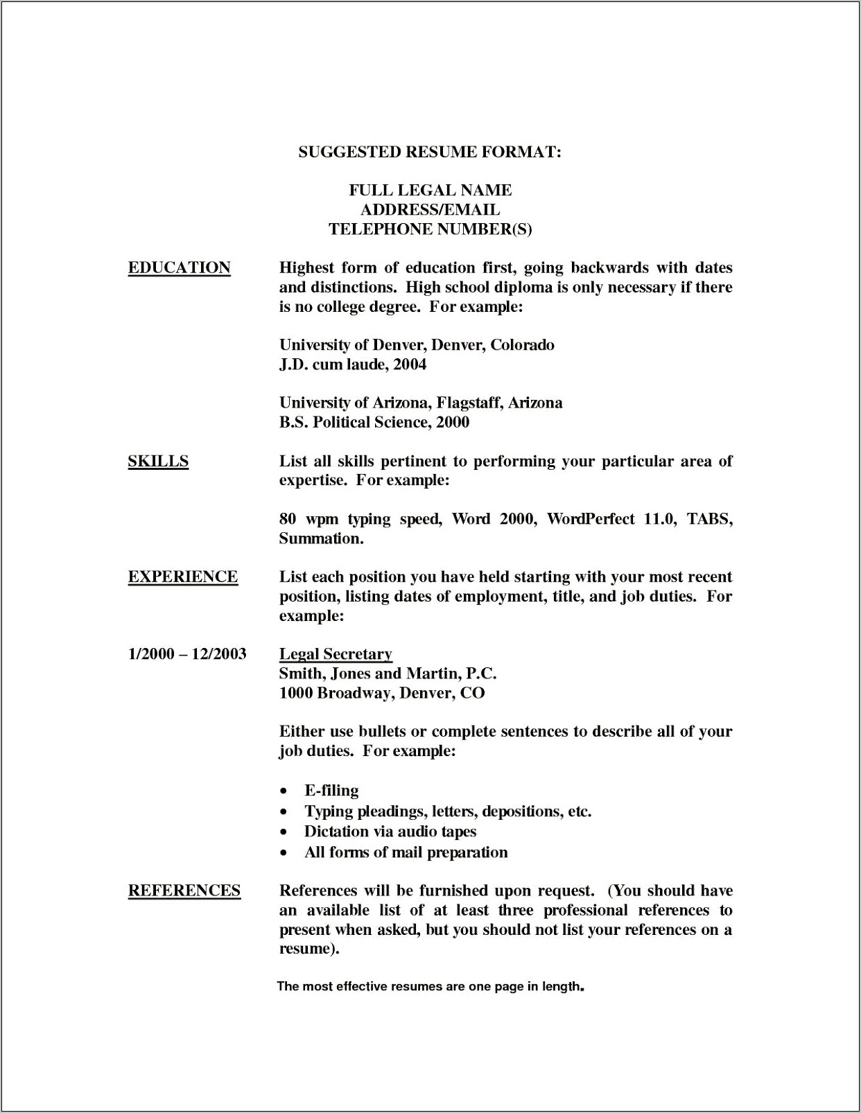 Resume Objective For Legal Secretary 1