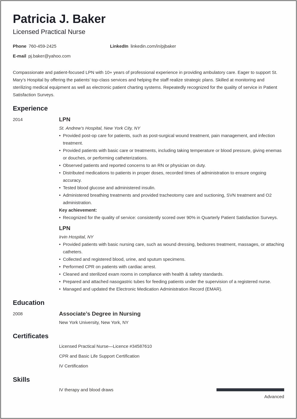 Resume Objective For Lpn To Rn