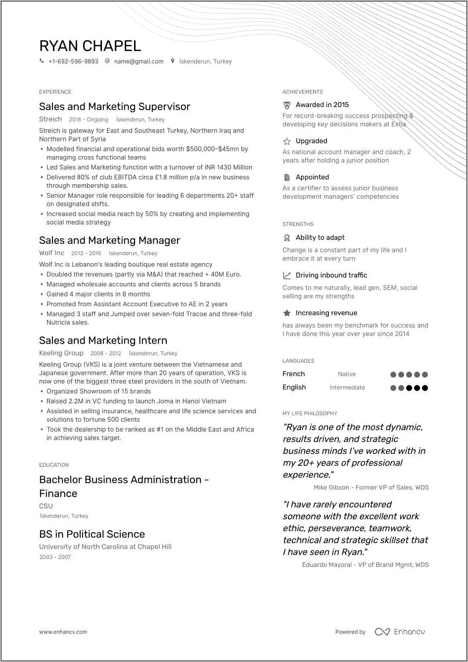 Resume Objective For Marketing Sales Intern