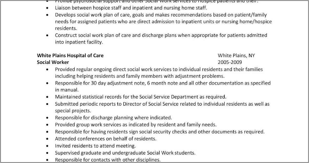 Resume Objective For Medical Social Worker