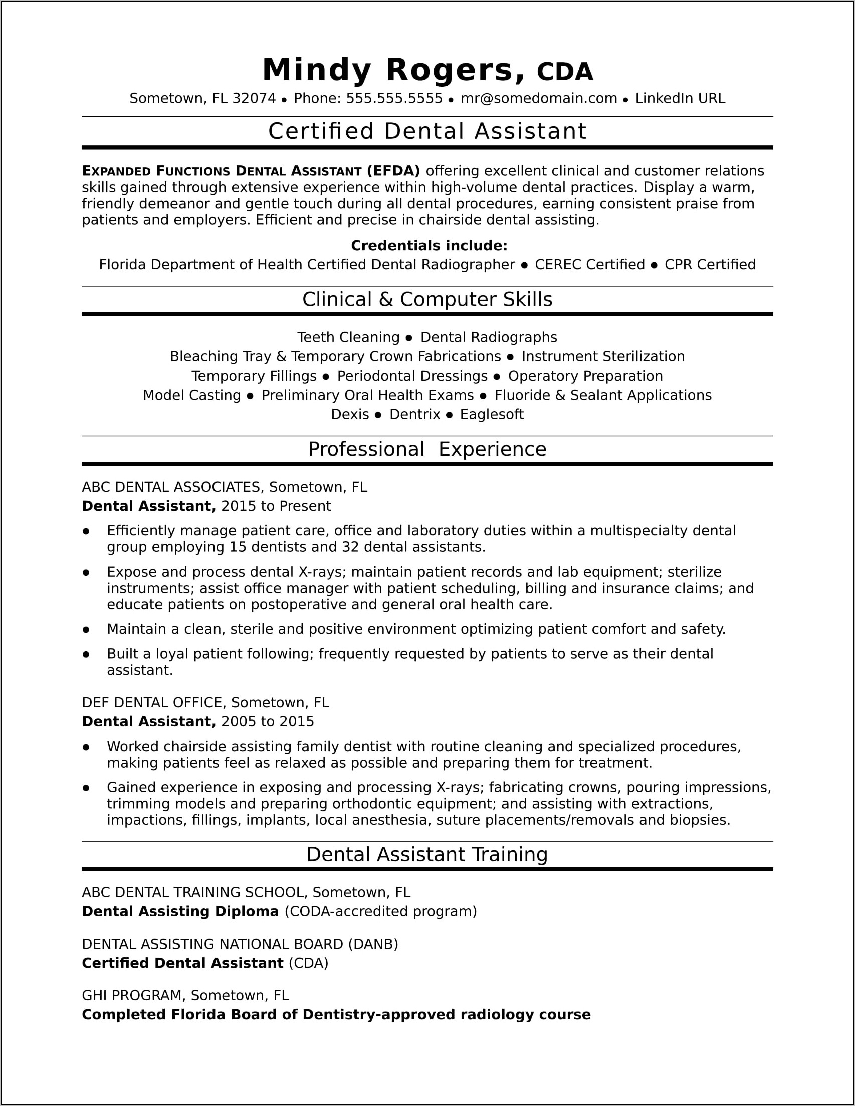 Resume Objective For Orthodontic Assistant