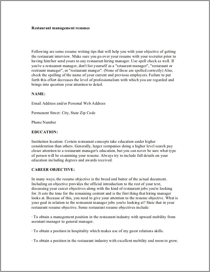 Resume Objective For Retail Job Examples