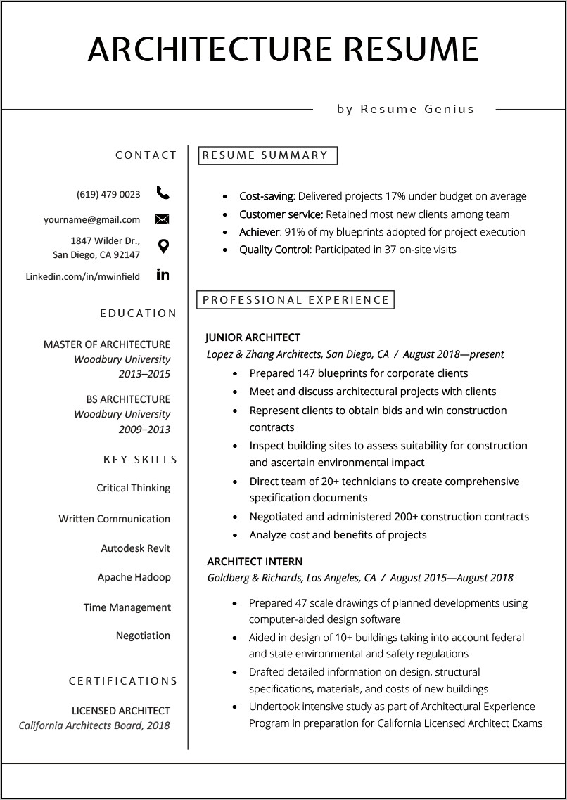 Resume Objective For Software Architect