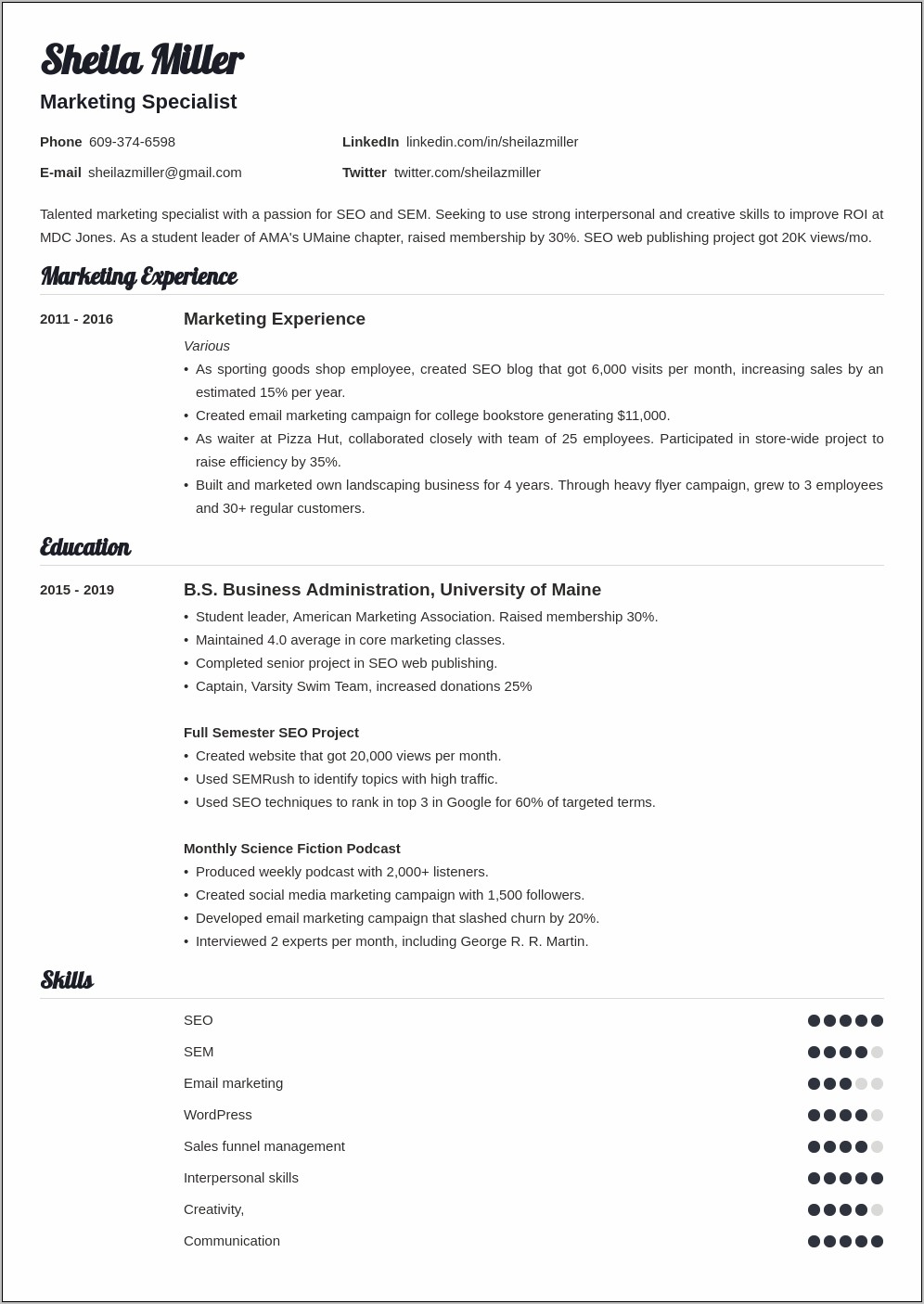 Resume Objective For Summer Job For College Student