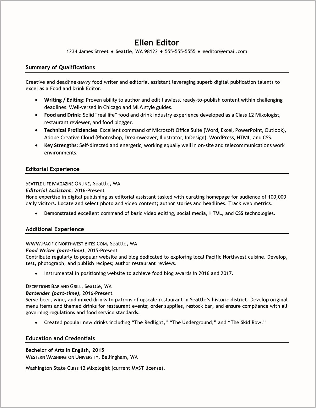 Resume Objective For Wine Industry