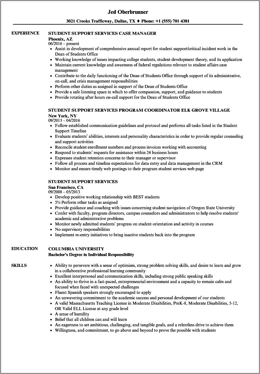 Resume Objective Job To Support Education