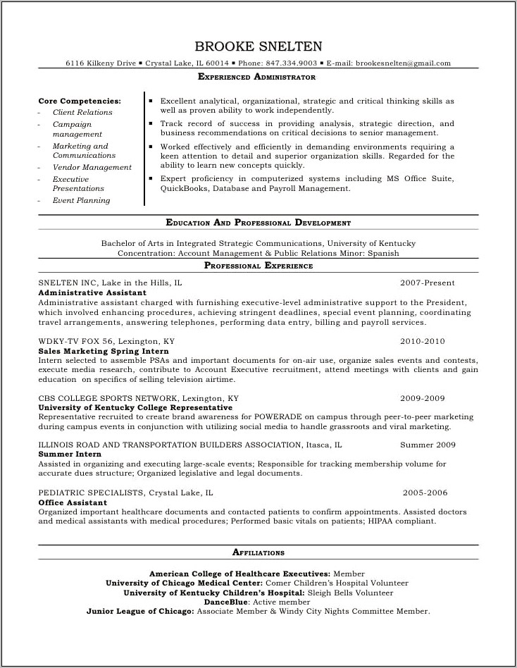 Resume Objective Kentucky Center For The Arts