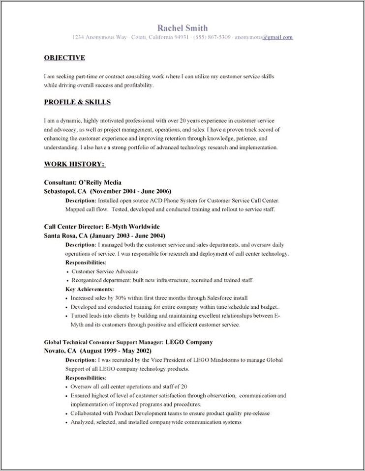 Resume Objective Letter After Long Time Not Working