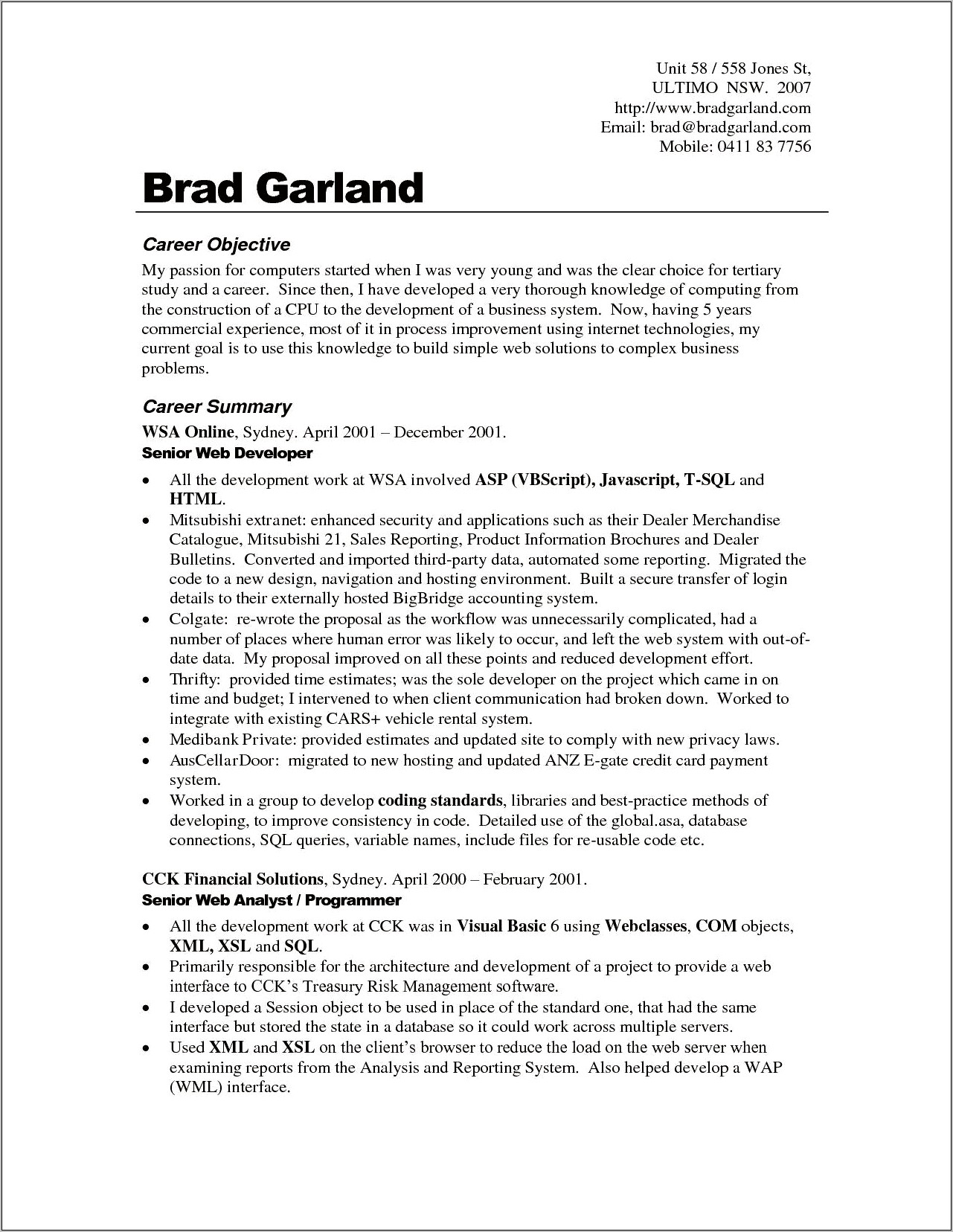 Resume Objective Sample For Experienced It Professionals