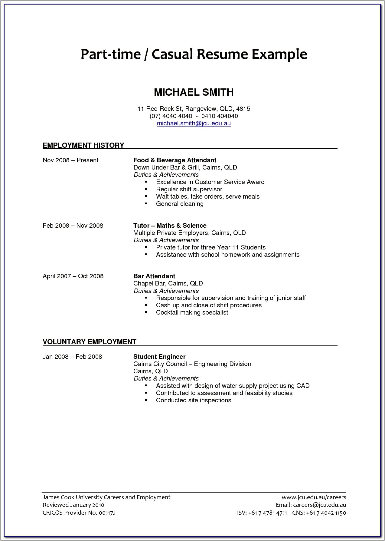 Resume Objective Samples For Experienced Part Time