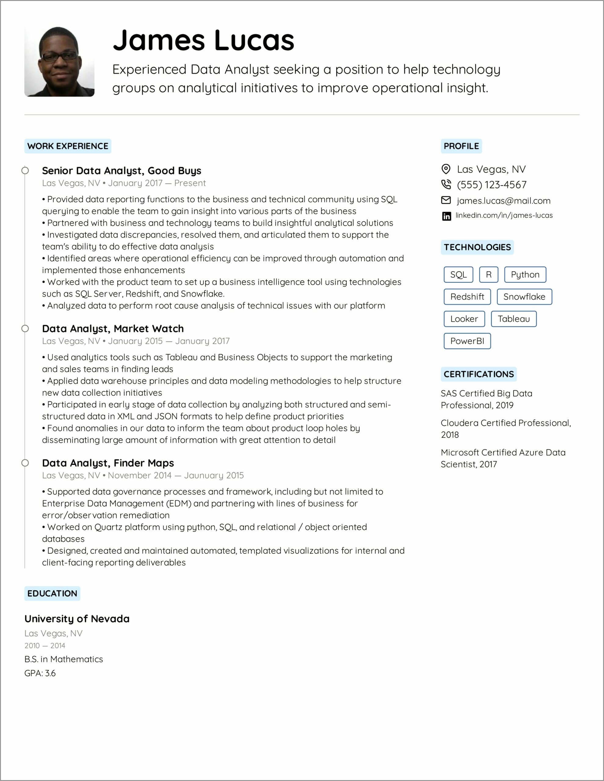 Resume Objective Statement Data Analyst