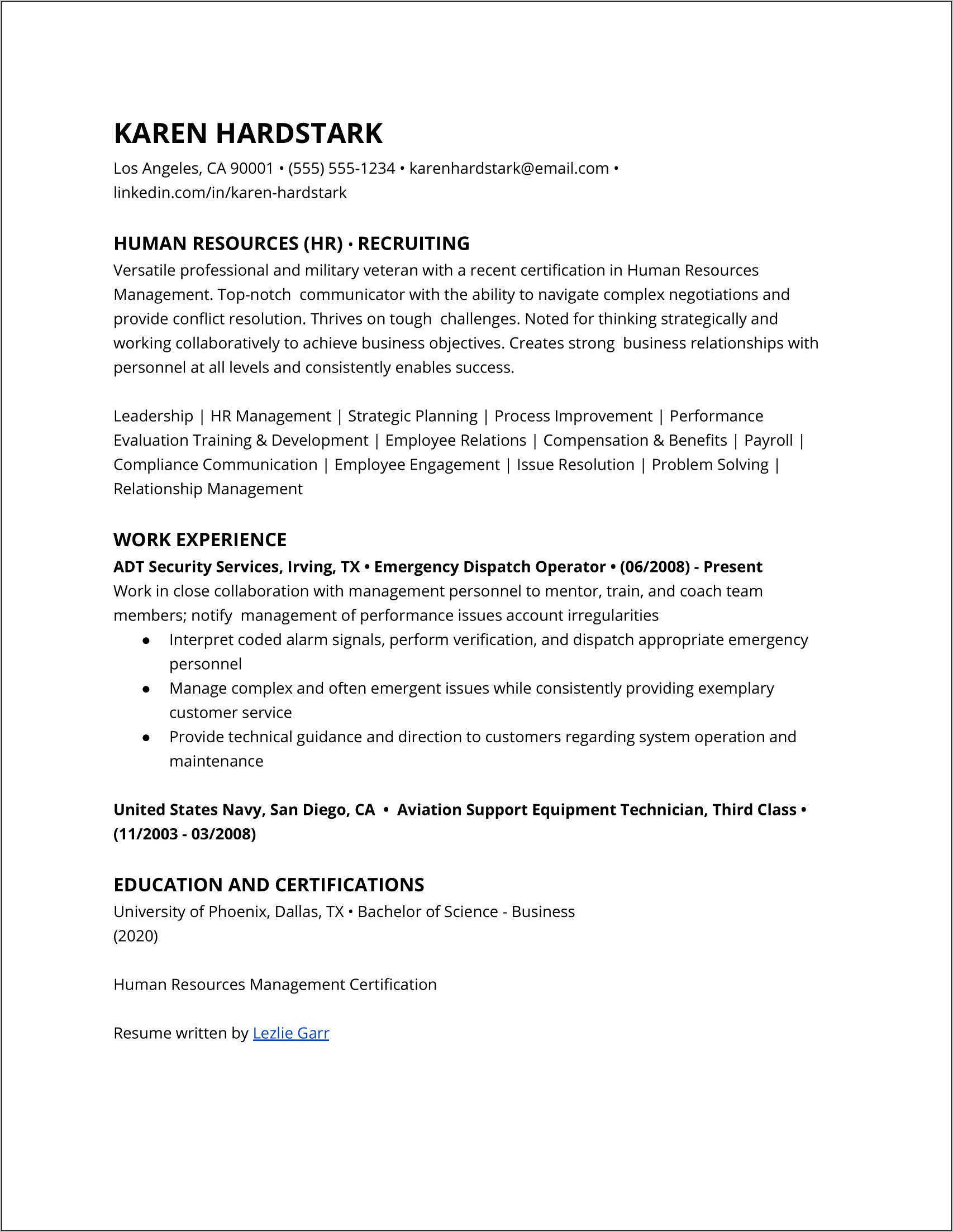Resume Objective Statement Entry Level Human Resources