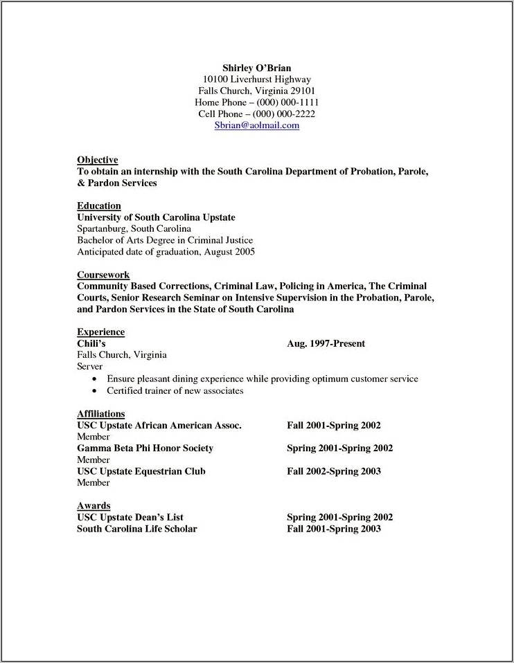 Resume Objective Statement Examples For Criminal Justice