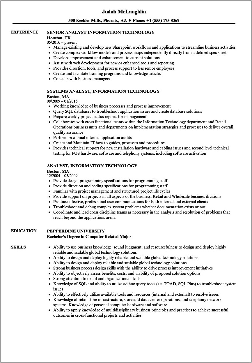 Resume Objective Statement Examples Information Technology